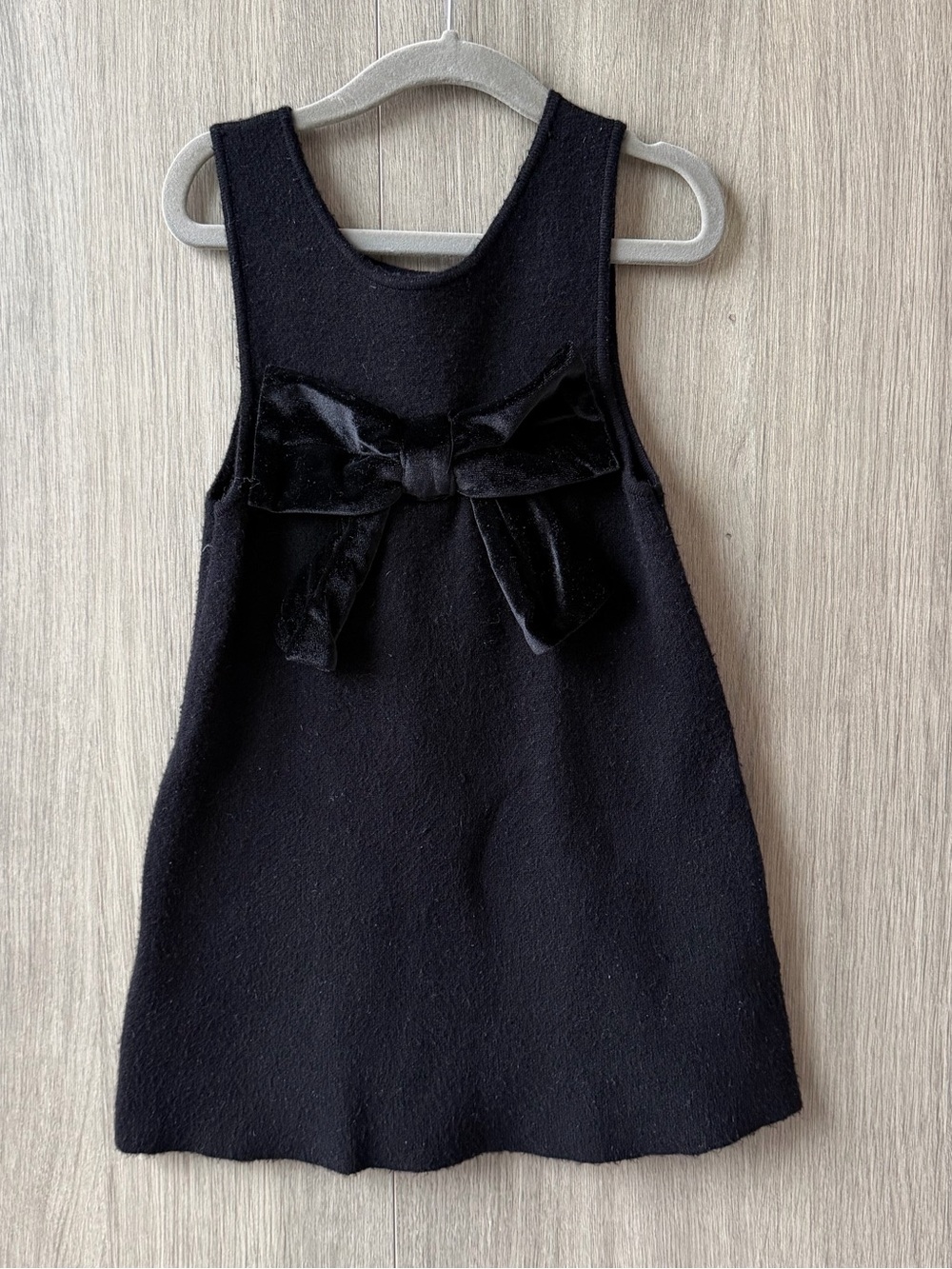 Zara Black Velvet Bow A-Line Sleeveless Dress